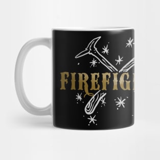 Axe and halligan bar with firefighters lettering Mug